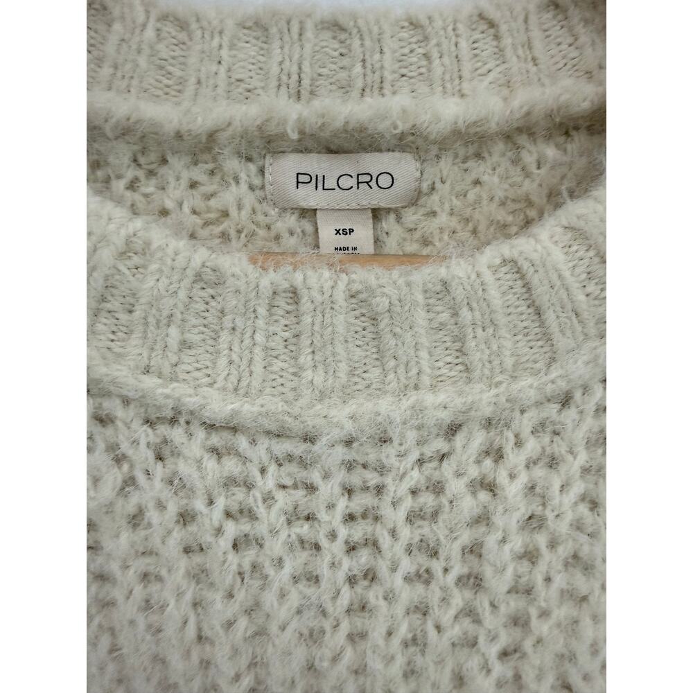 Pilcro Anthropologie Chunky Knit Sweater Oversized Cropped Balloon Sleeve Cream - Picture 3 of 6